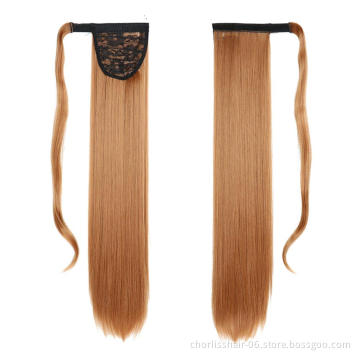 Hot Sale Product Ombre Color Detachable Ponytail Hairpiece Wrap Around Private Label Straight Ponytail Extensions Synthetic Hair